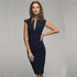 Deep V split solid color pencil skirt - ROUTINE FASHION
